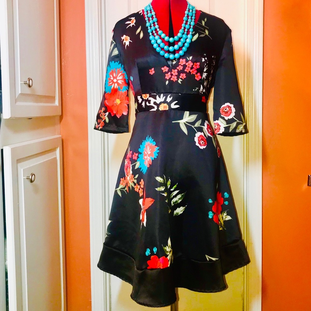 🔥REDUCED🔥 NWT satin black skater dress